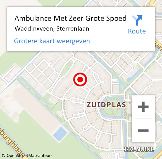 Locatie op kaart van de 112 melding: Ambulance Met Zeer Grote Spoed Naar Waddinxveen, Sterrenlaan op 25 mei 2024 13:01