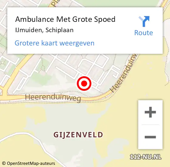 Locatie op kaart van de 112 melding: Ambulance Met Grote Spoed Naar IJmuiden, Schiplaan op 25 mei 2024 13:07