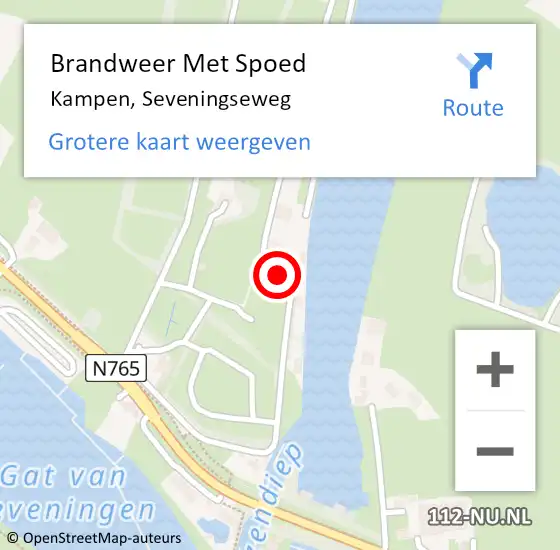 Locatie op kaart van de 112 melding: Brandweer Met Spoed Naar Kampen, Seveningseweg op 25 mei 2024 13:07