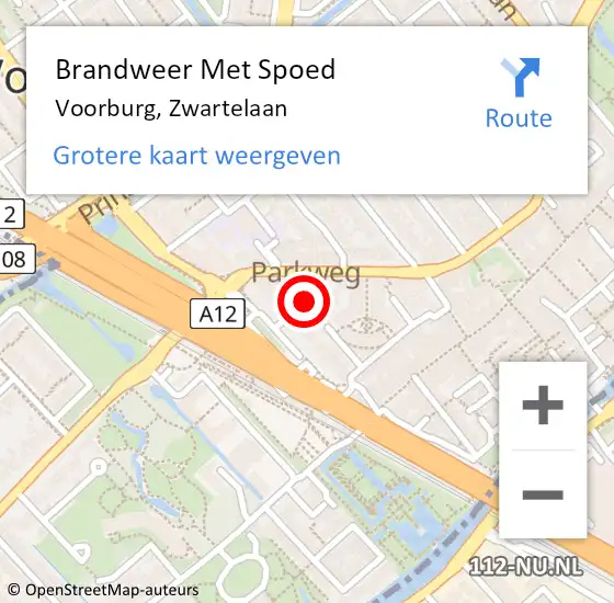 Locatie op kaart van de 112 melding: Brandweer Met Spoed Naar Voorburg, Zwartelaan op 25 mei 2024 13:14