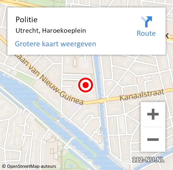 Locatie op kaart van de 112 melding: Politie Utrecht, Haroekoeplein op 25 mei 2024 13:14