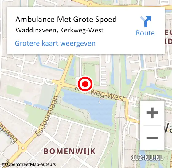 Locatie op kaart van de 112 melding: Ambulance Met Grote Spoed Naar Waddinxveen, Kerkweg-West op 25 mei 2024 13:22