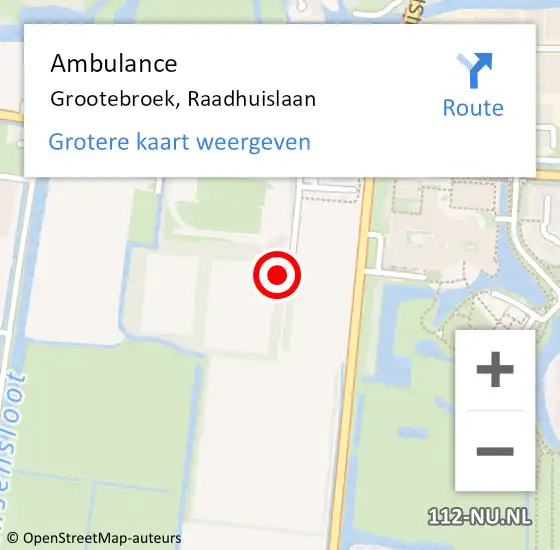 Locatie op kaart van de 112 melding: Ambulance Grootebroek, Raadhuislaan op 25 mei 2024 13:24