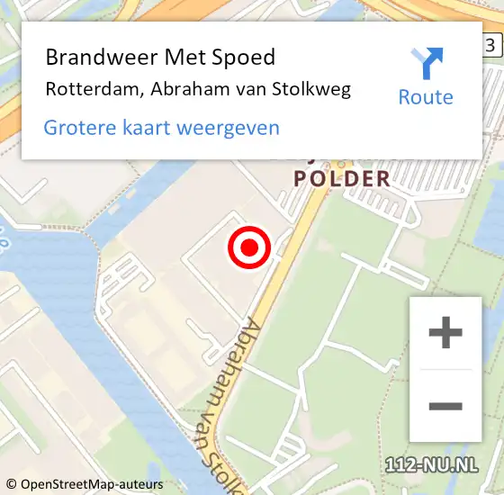 Locatie op kaart van de 112 melding: Brandweer Met Spoed Naar Rotterdam, Abraham van Stolkweg op 25 mei 2024 13:29