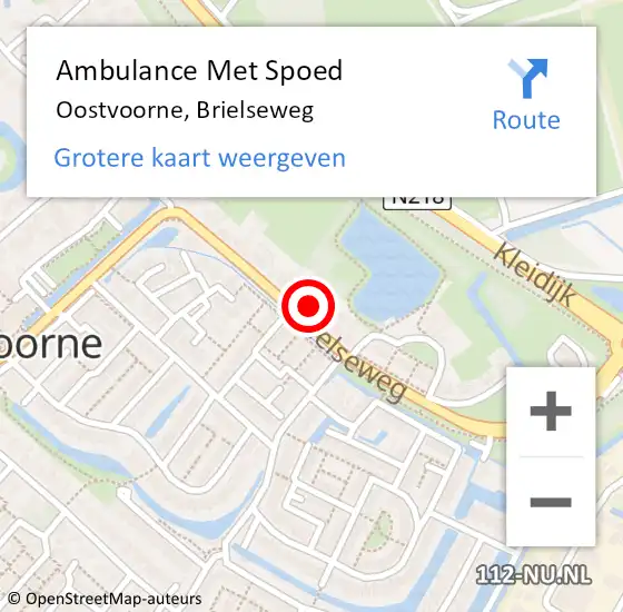 Locatie op kaart van de 112 melding: Ambulance Met Spoed Naar Oostvoorne, Brielseweg op 25 mei 2024 13:39