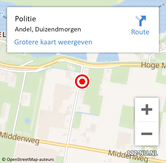 Locatie op kaart van de 112 melding: Politie Andel, Duizendmorgen op 25 mei 2024 13:44