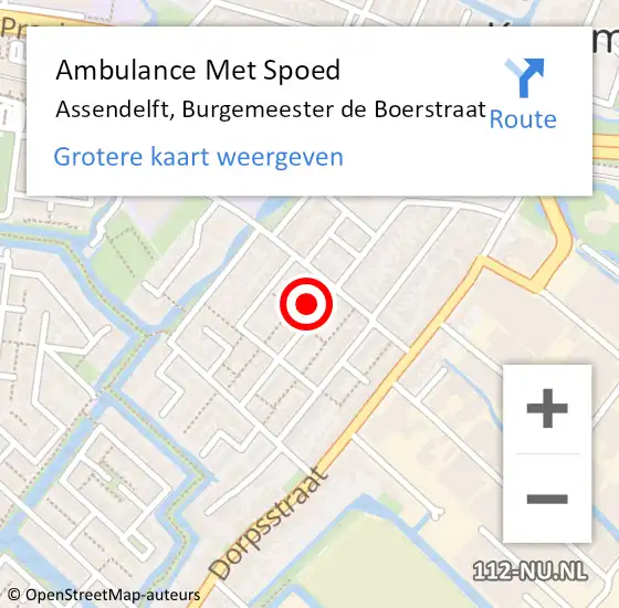 Locatie op kaart van de 112 melding: Ambulance Met Spoed Naar Assendelft, Burgemeester de Boerstraat op 25 mei 2024 13:54