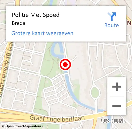 Locatie op kaart van de 112 melding: Politie Met Spoed Naar Breda op 25 mei 2024 13:55