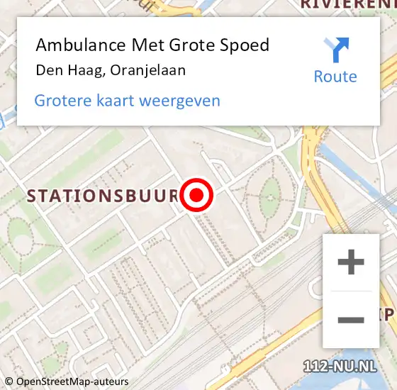 Locatie op kaart van de 112 melding: Ambulance Met Grote Spoed Naar Den Haag, Oranjelaan op 25 mei 2024 13:57