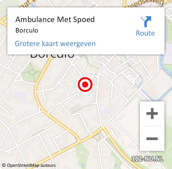 Locatie op kaart van de 112 melding: Ambulance Met Spoed Naar Borculo op 25 mei 2024 14:04