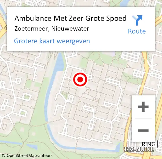 Locatie op kaart van de 112 melding: Ambulance Met Zeer Grote Spoed Naar Zoetermeer, Nieuwewater op 25 mei 2024 14:12