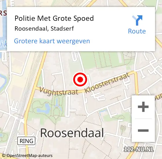 Locatie op kaart van de 112 melding: Politie Met Grote Spoed Naar Roosendaal, Stadserf op 25 mei 2024 14:18