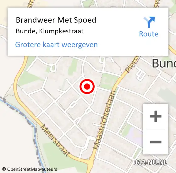 Locatie op kaart van de 112 melding: Brandweer Met Spoed Naar Bunde, Klumpkestraat op 25 mei 2024 14:19