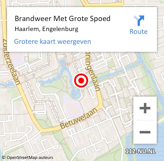 Locatie op kaart van de 112 melding: Brandweer Met Grote Spoed Naar Haarlem, Engelenburg op 25 mei 2024 14:22