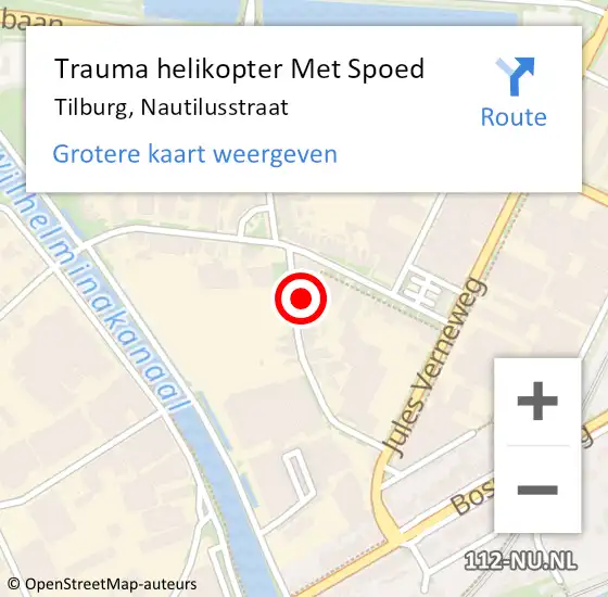 Locatie op kaart van de 112 melding: Trauma helikopter Met Spoed Naar Tilburg, Nautilusstraat op 25 mei 2024 15:03
