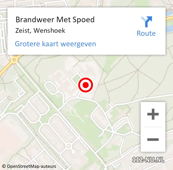 Locatie op kaart van de 112 melding: Brandweer Met Spoed Naar Zeist, Wenshoek op 25 mei 2024 15:07