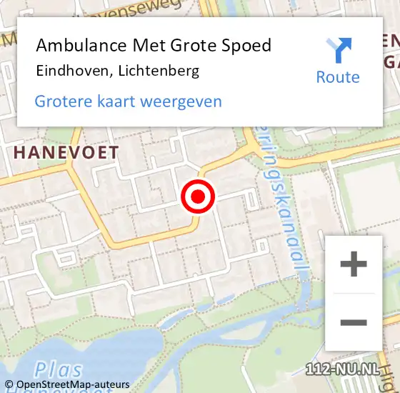 Locatie op kaart van de 112 melding: Ambulance Met Grote Spoed Naar Eindhoven, Lichtenberg op 7 oktober 2014 08:45