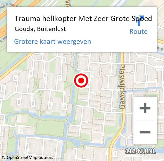 Locatie op kaart van de 112 melding: Trauma helikopter Met Zeer Grote Spoed Naar Gouda, Buitenlust op 25 mei 2024 15:13
