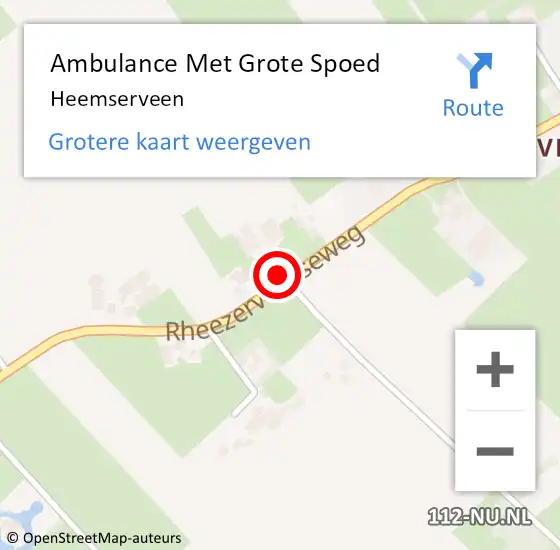 Locatie op kaart van de 112 melding: Ambulance Met Grote Spoed Naar Heemserveen op 25 mei 2024 15:17