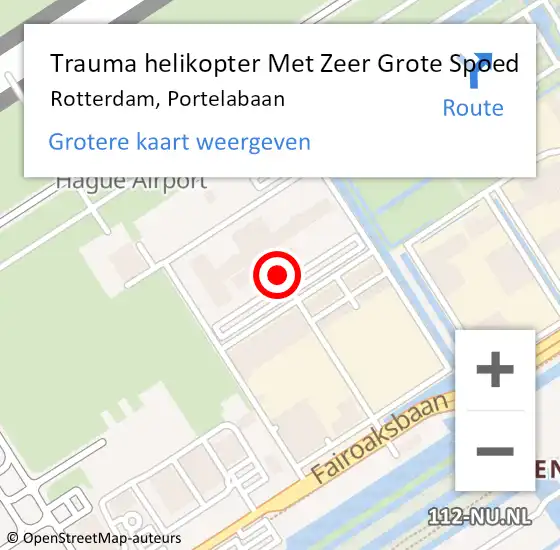 Locatie op kaart van de 112 melding: Trauma helikopter Met Zeer Grote Spoed Naar Rotterdam, Portelabaan op 25 mei 2024 15:23