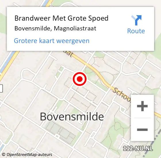 Locatie op kaart van de 112 melding: Brandweer Met Grote Spoed Naar Bovensmilde, Magnoliastraat op 25 mei 2024 15:27