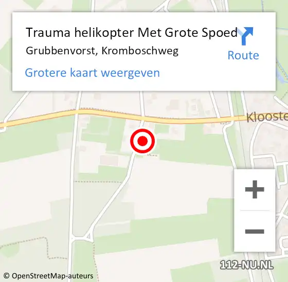 Locatie op kaart van de 112 melding: Trauma helikopter Met Grote Spoed Naar Grubbenvorst, Kromboschweg op 25 mei 2024 15:33