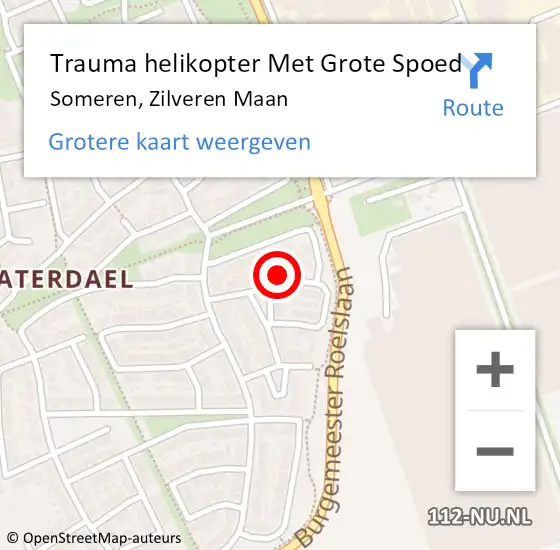 Locatie op kaart van de 112 melding: Trauma helikopter Met Grote Spoed Naar Someren, Zilveren Maan op 25 mei 2024 15:36