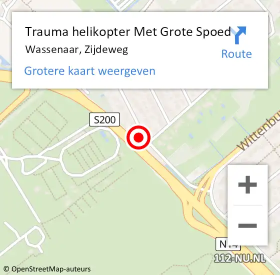 Locatie op kaart van de 112 melding: Trauma helikopter Met Grote Spoed Naar Wassenaar, Zijdeweg op 25 mei 2024 15:53