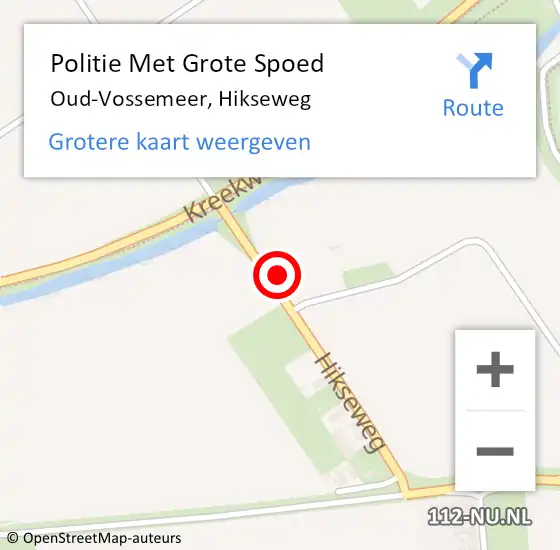 Locatie op kaart van de 112 melding: Politie Met Grote Spoed Naar Oud-Vossemeer, Hikseweg op 25 mei 2024 16:16