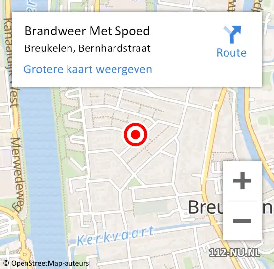 Locatie op kaart van de 112 melding: Brandweer Met Spoed Naar Breukelen, Bernhardstraat op 25 mei 2024 16:24