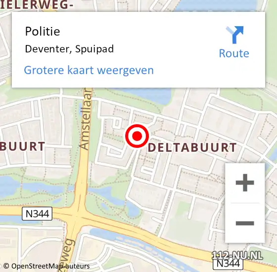 Locatie op kaart van de 112 melding: Politie Deventer, Spuipad op 25 mei 2024 16:26