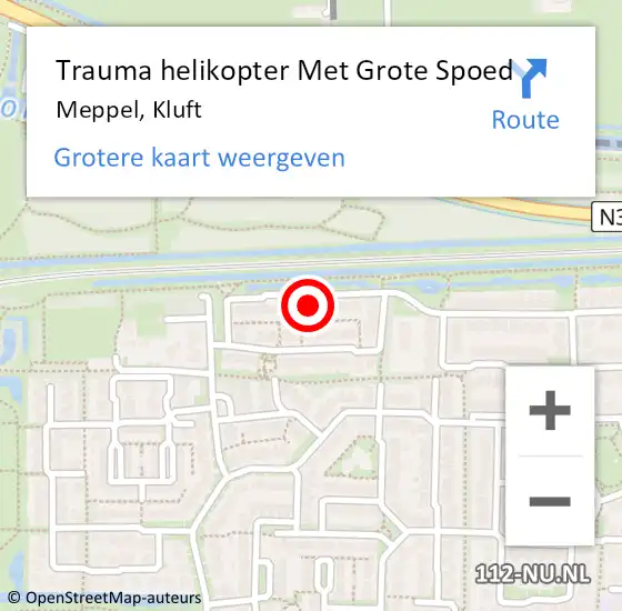 Locatie op kaart van de 112 melding: Trauma helikopter Met Grote Spoed Naar Meppel, Kluft op 25 mei 2024 16:36