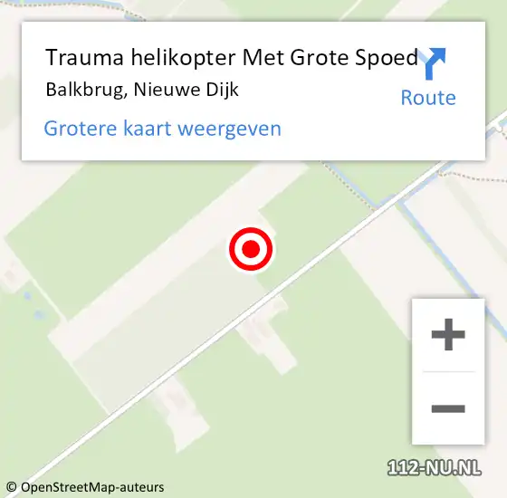 Locatie op kaart van de 112 melding: Trauma helikopter Met Grote Spoed Naar Balkbrug, Nieuwe Dijk op 25 mei 2024 16:53