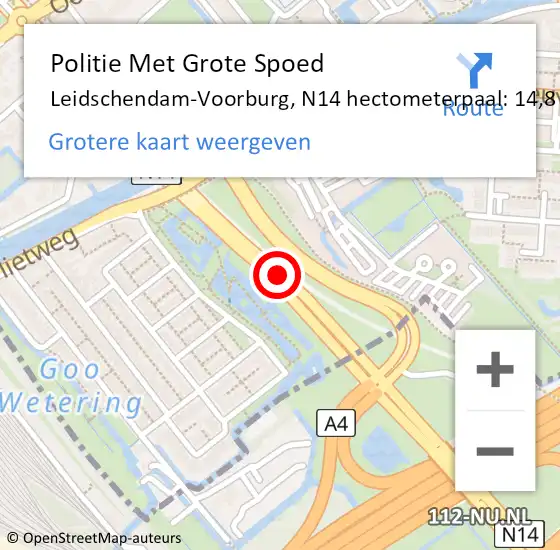 Locatie op kaart van de 112 melding: Politie Met Grote Spoed Naar Leidschendam-Voorburg, N14 hectometerpaal: 14,8 op 25 mei 2024 16:58