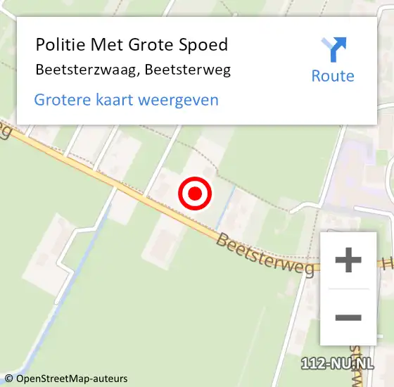 Locatie op kaart van de 112 melding: Politie Met Grote Spoed Naar Beetsterzwaag, Beetsterweg op 25 mei 2024 16:58