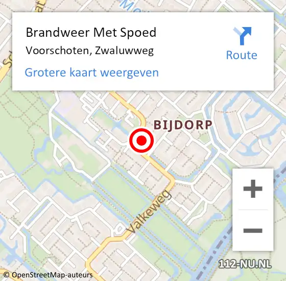 Locatie op kaart van de 112 melding: Brandweer Met Spoed Naar Voorschoten, Zwaluwweg op 25 mei 2024 17:08