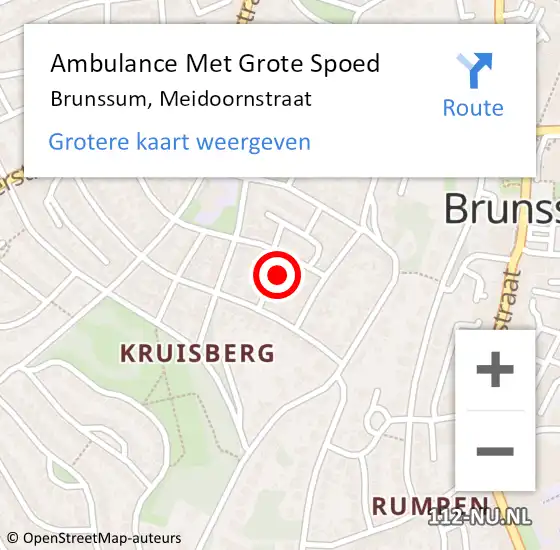 Locatie op kaart van de 112 melding: Ambulance Met Grote Spoed Naar Brunssum, Meidoornstraat op 25 mei 2024 17:12