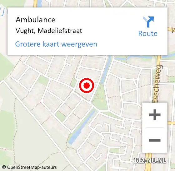 Locatie op kaart van de 112 melding: Ambulance Vught, Madeliefstraat op 7 oktober 2014 08:58