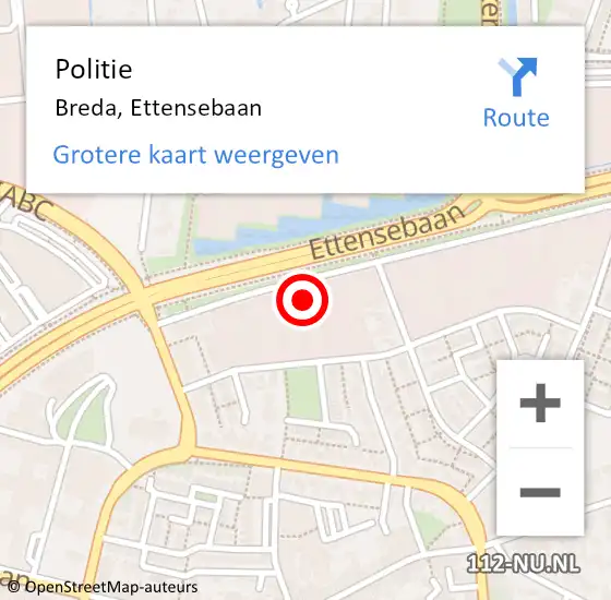 Locatie op kaart van de 112 melding: Politie Breda, Ettensebaan op 25 mei 2024 17:20