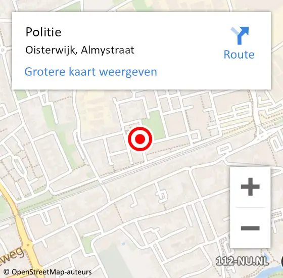 Locatie op kaart van de 112 melding: Politie Oisterwijk, Almystraat op 25 mei 2024 17:21