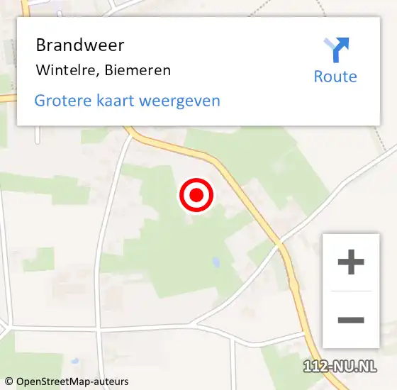 Locatie op kaart van de 112 melding: Brandweer Wintelre, Biemeren op 25 mei 2024 17:28