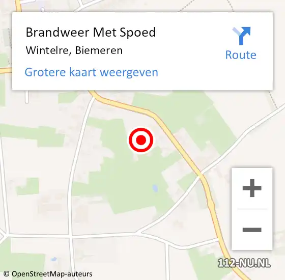 Locatie op kaart van de 112 melding: Brandweer Met Spoed Naar Wintelre, Biemeren op 25 mei 2024 17:31