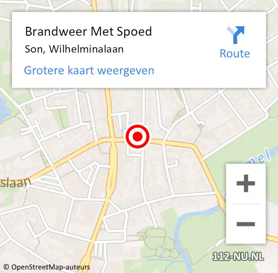 Locatie op kaart van de 112 melding: Brandweer Met Spoed Naar Son, Wilhelminalaan op 25 mei 2024 17:31