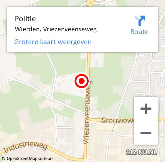 Locatie op kaart van de 112 melding: Politie Wierden, Vriezenveenseweg op 25 mei 2024 17:37