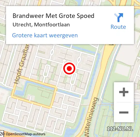 Locatie op kaart van de 112 melding: Brandweer Met Grote Spoed Naar Utrecht, Montfoortlaan op 25 mei 2024 17:39