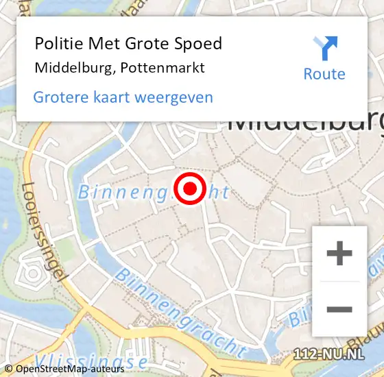 Locatie op kaart van de 112 melding: Politie Met Grote Spoed Naar Middelburg, Pottenmarkt op 25 mei 2024 17:51