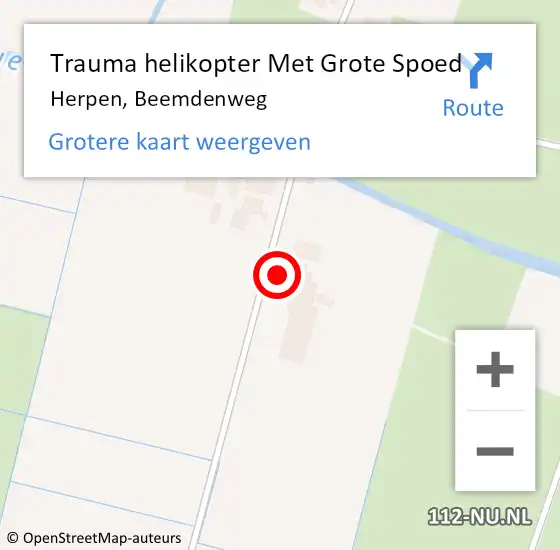 Locatie op kaart van de 112 melding: Trauma helikopter Met Grote Spoed Naar Herpen, Beemdenweg op 25 mei 2024 17:51