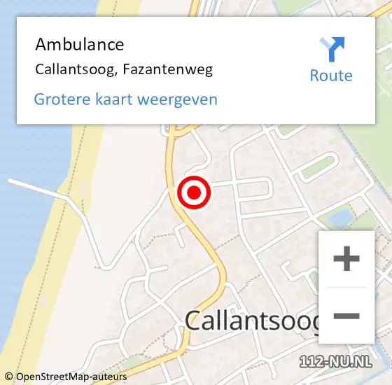 Locatie op kaart van de 112 melding: Ambulance Callantsoog, Fazantenweg op 25 mei 2024 18:37