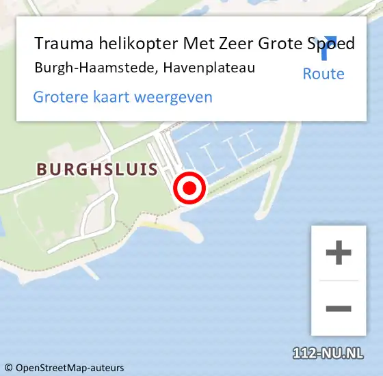 Locatie op kaart van de 112 melding: Trauma helikopter Met Zeer Grote Spoed Naar Burgh-Haamstede, Havenplateau op 25 mei 2024 18:48