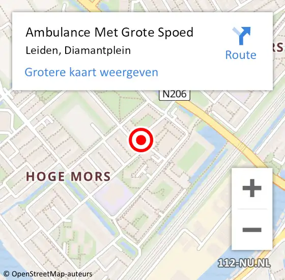 Locatie op kaart van de 112 melding: Ambulance Met Grote Spoed Naar Leiden, Diamantplein op 25 mei 2024 19:11